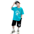 summer boys' short-sleeve t-shirt and shorts set - new stylish kids' tee for students, trendy tops for older boys