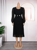 fashionnew arrivalelegantwork clothingpleated skirt   waist slimming looka chiffon dress