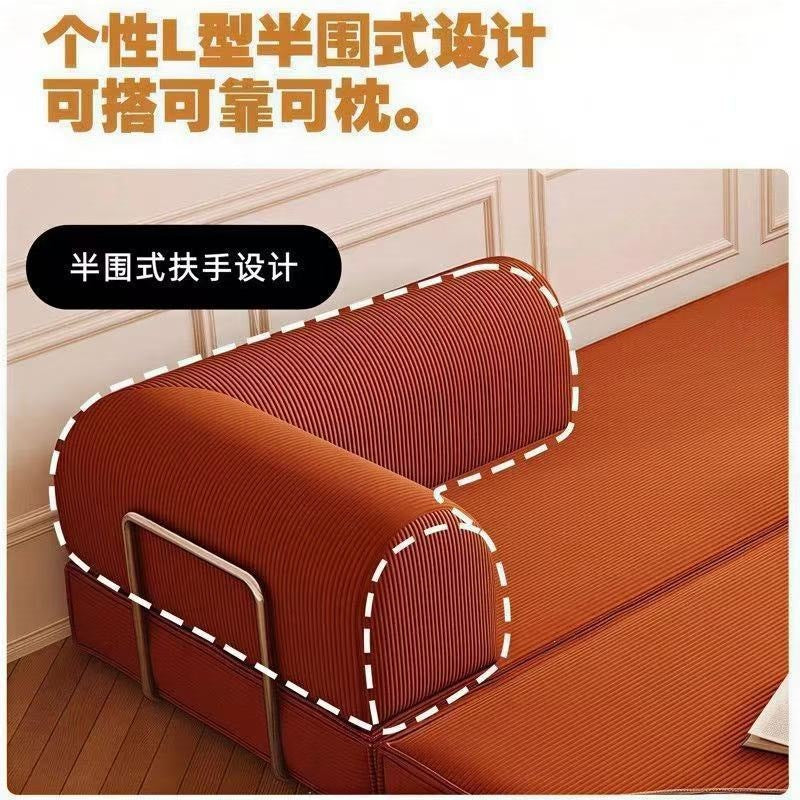 Retro fabric compression sofa small apartment living room chinese ancient style foldable double three-person dual-purpose modular lazy sofa bed