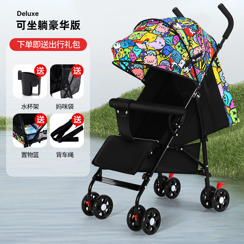 Baby stroller lightweight foldable umbrella stroller reclining seat summer travel pram for infants and toddlers