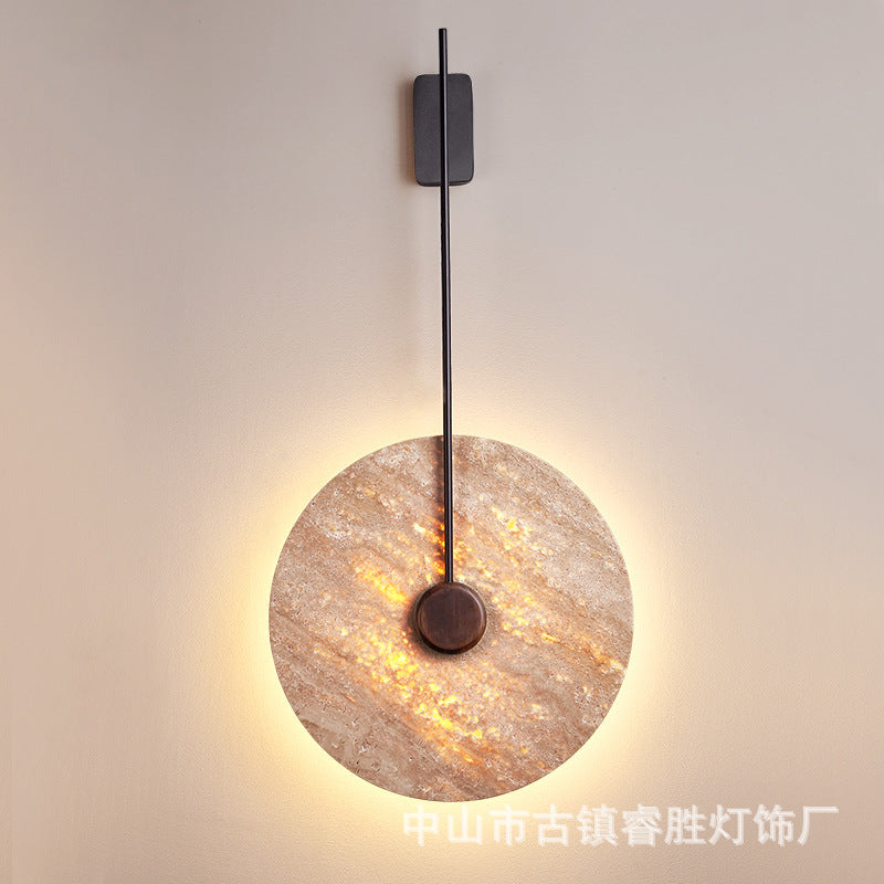 Yellow travertine LED bedroom bedside wall lamp living room art creative TV background wall bedside corridor aisle stairs