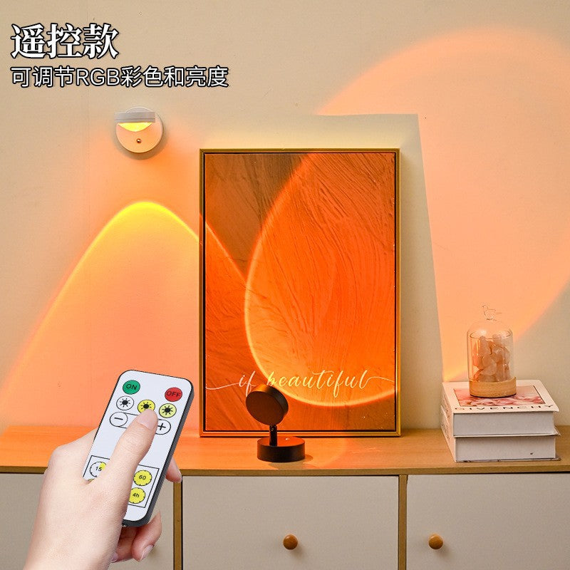 Popular wireless remote control charging sunset lamp sunset lamp wall lamp wiring-free atmosphere background wall decorative painting lamp