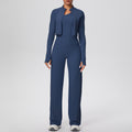pure color brushed tight one-shoulder vest wide-leg long three-piece set sports running fitness yoga suit