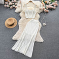 Trendy knitted set for women: new summer collection - unique openwork jacquard camisole and high-waisted bodycon maxi skirt two-piece outfit