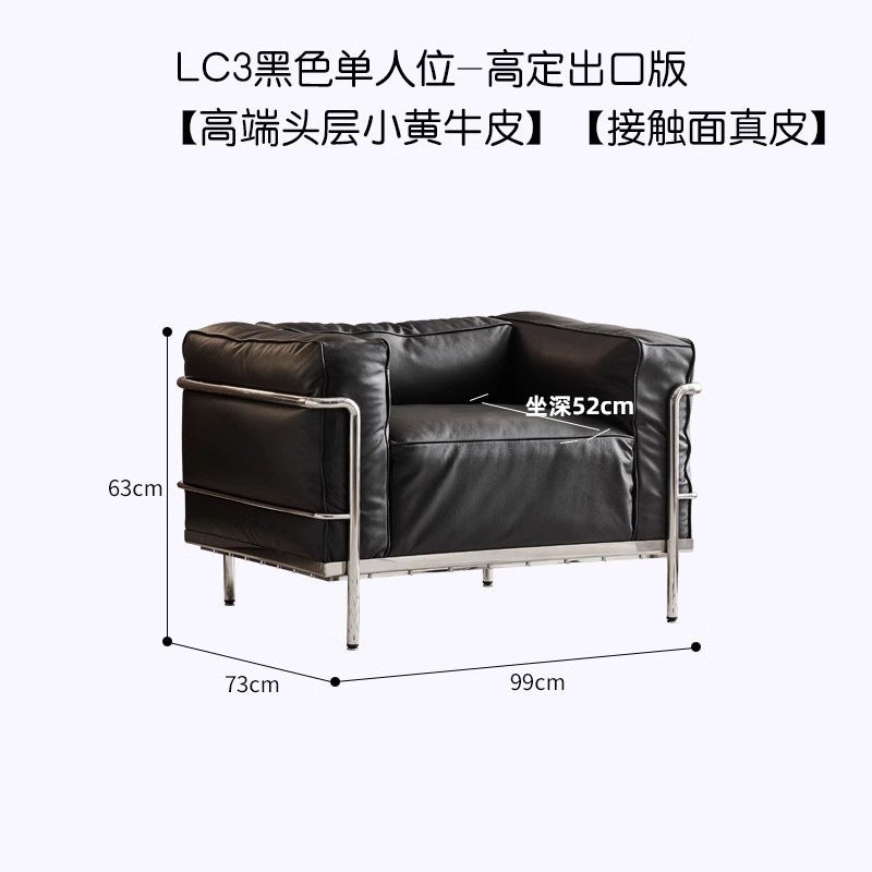 Le corbusier italian lc3 genuine leather sofa casual medieval straight row sofa black oil wax leather sofa