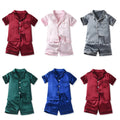 Boys' imitation ice silk pajamas - new summer collection for cross-border e-commerce, kids' short-sleeve loungewear, trendy summer air conditioning clothing for boys