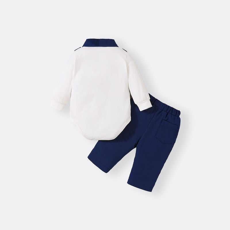 Boys' spring/autumn  new faux two-piece top, boys' british style gentleman solid color two-piece set, boys' outfit