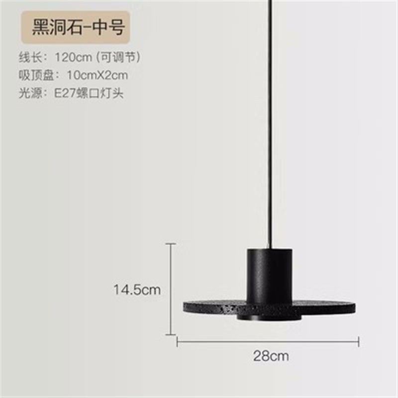 Wabi Sand Wind Minimalist Bedside Small Chandelier Creative Restaurant Bar Designer Black Hole Stone Bedroom Long Line Single Head Chandelier
