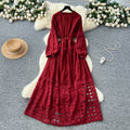 French retroelegancedress women's new arrivalclassy lacepatchwork strap waist elegant long skirt