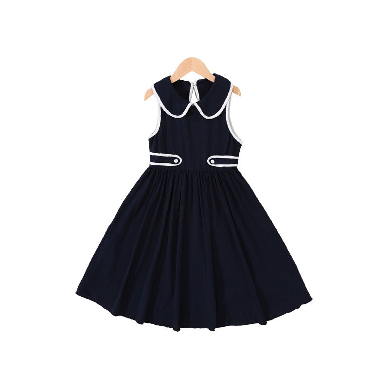 Summer kids' dress -  cross-border doll collar a-line dress - simple & stylish girls' vest dress