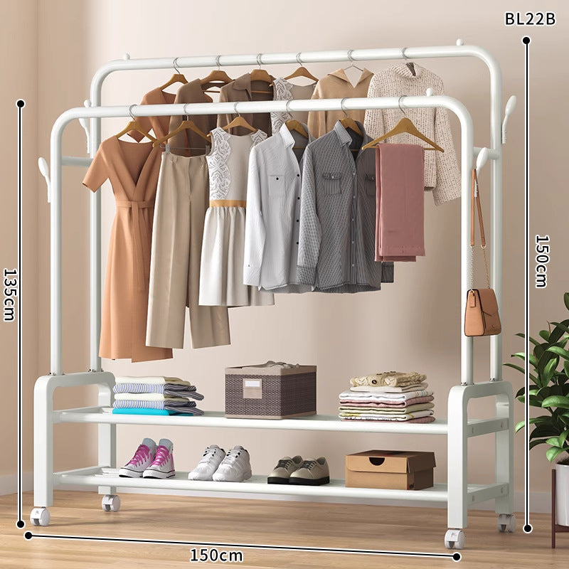 Clothes hanger floor-standing bedroom for home double-pole clothes drying rack clothes rack indoor clothes coat rack thickened balcony clothes pole