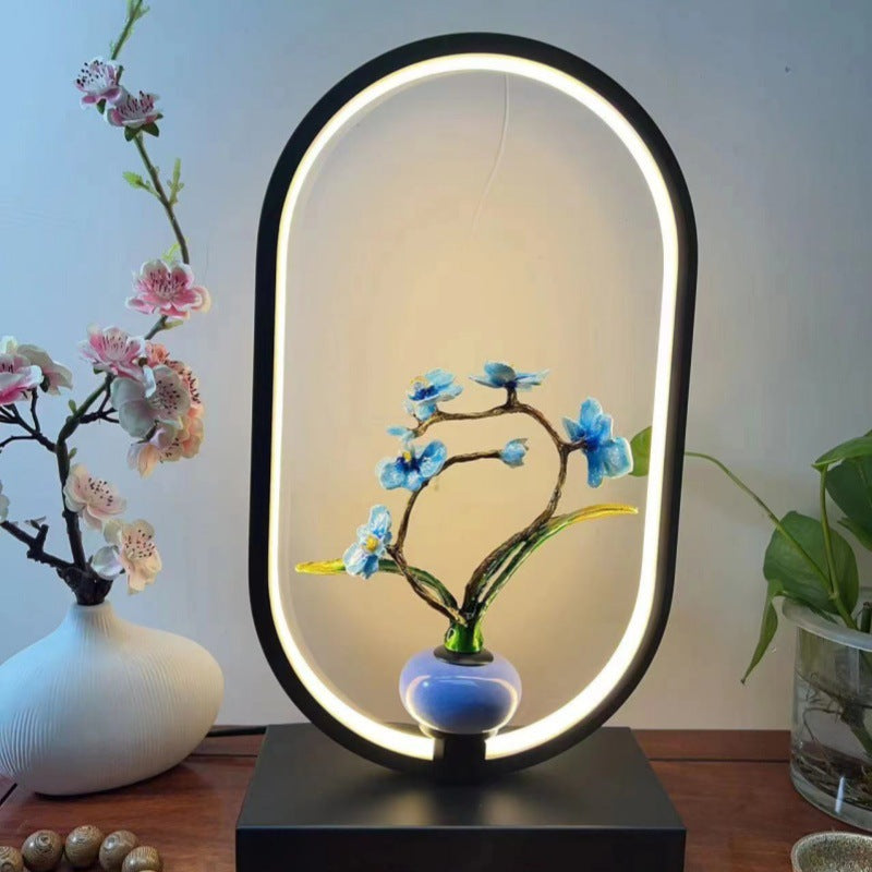 New chinoiserie table lamp bedroom bedside lamp zen ornaments wedding girl lotus creative gift home remote control lotus