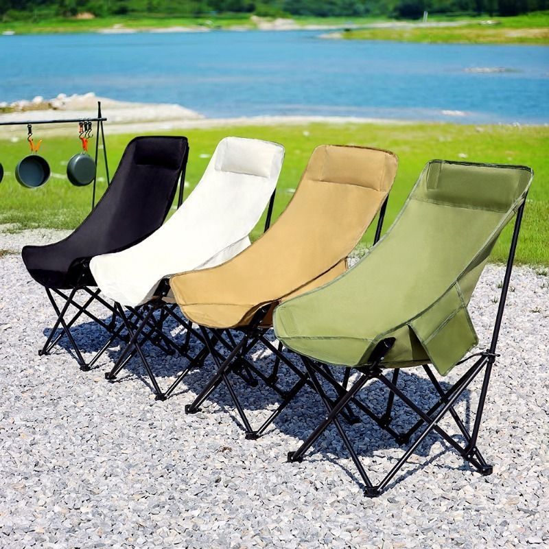 Outdoor folding chair fishing stool portable elevated moon chair outdoor dinner folding lounge chair installation-free foldable bed