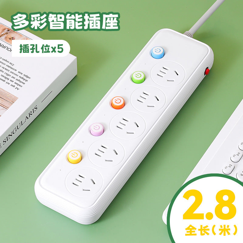 Multi-outlet power strip with individual switches, long cord, usb ports, for home and office use - wired power strip