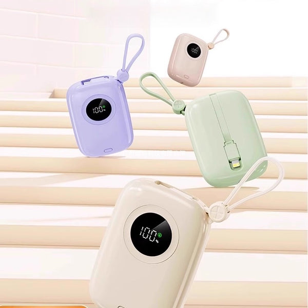 [Power bank 3C certification] Super fast charging, large capacity, power bank with its own cable, ultra-thin, compact and portable mini
