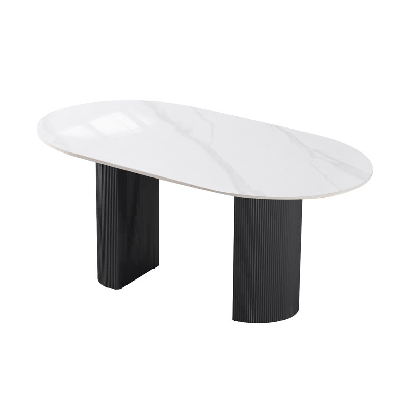 Semi-circular rock slab italian all-in-one high-end for homeaccessible luxury dining table manufacturer wholesale modern casualfor home dining table