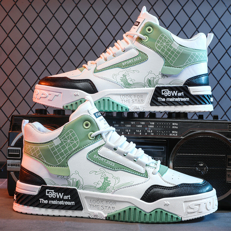 Trendy chinese style men's sneakers - spring/autumn, niche design, versatile, height increasing, white canvas shoes, winter casual sports, putian high-top fashion sneakers