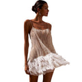 new cross-border fashion: european & american style party dress - sexy backless mini dress with tiered tassels, mesh, and sequin strappy detail