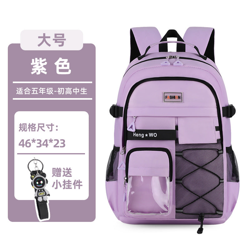 Manufacturer's new backpack for junior high school students, burden-reducing spine-protecting schoolbag for girls, high school, large-capacity men's cross-border backpack, campus style