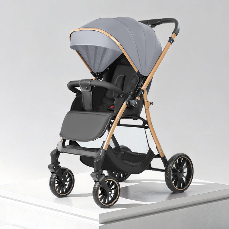 High-view baby stroller, four-wheel universal, reclining seat, two-way push, shock-absorbing, portable, multifunctional