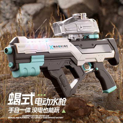 new arrival space manual and automatic three-function scorpion uzi light electric water gun summer men's water toy