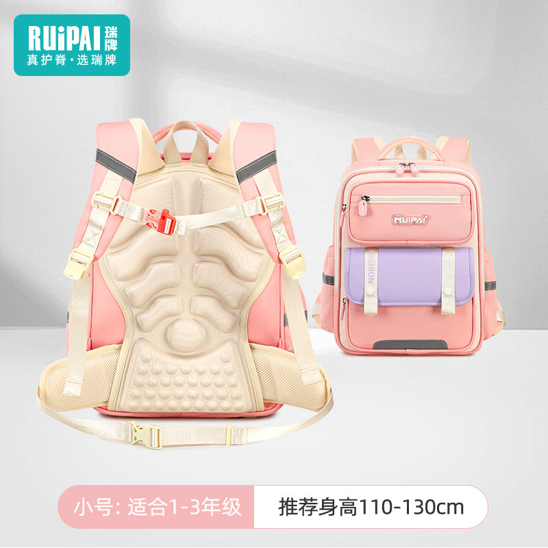 Ruipai primary school schoolbag boys and girls large-capacity multi-compartment waterproof and wear-resistant children's spine protection schoolbag manufacturer customization