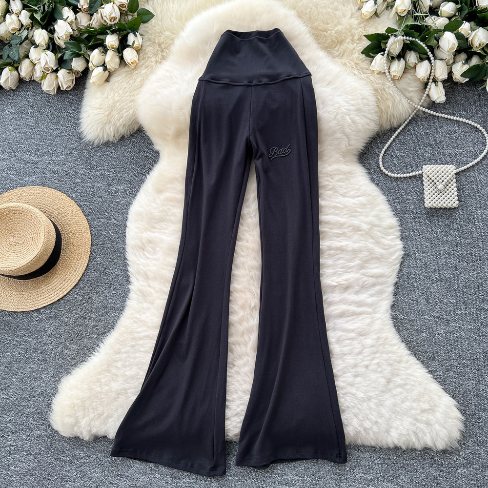 European and american ins wear women's autum relaxed casual high waist silm hip pants sports yoga flared pants