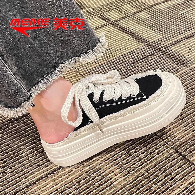 ins Korean version of dad shoes women's 2023 summer new student platform sports shoes women's casual bag head canvas half drag