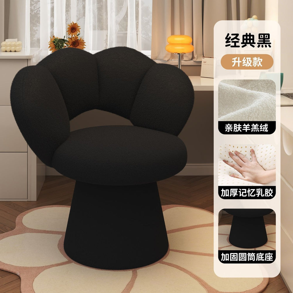 Luxury makeup vanity chair for women - high-end bedroom vanity stool with backrest, rotating nail art chair for home use