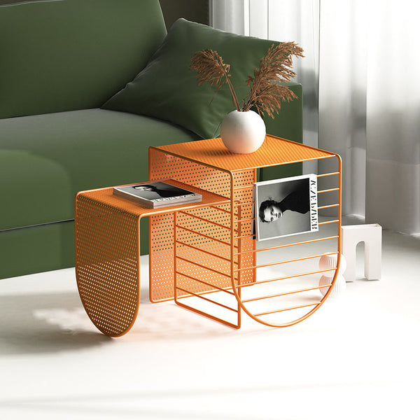 Nordic wrought iron small coffee table simple household sofa side table creative small table combination high and low display rack rack