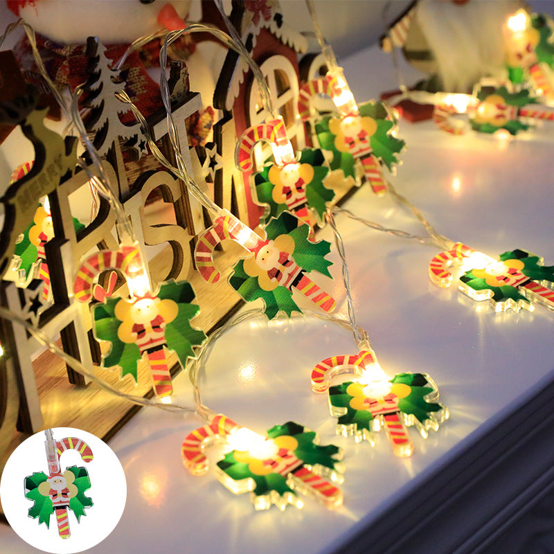 Cross-border LED Santa Claus Sleigh Snowman Christmas Tree Decoration Lights String Party Arrangement Holiday Flashing Lights Gift Lights