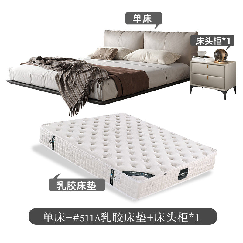 Genuine leather suspended bed accessible luxury modern double bed master bedroom classyelegant 1.8m wabi-sabi style upholstered leather bed personalized