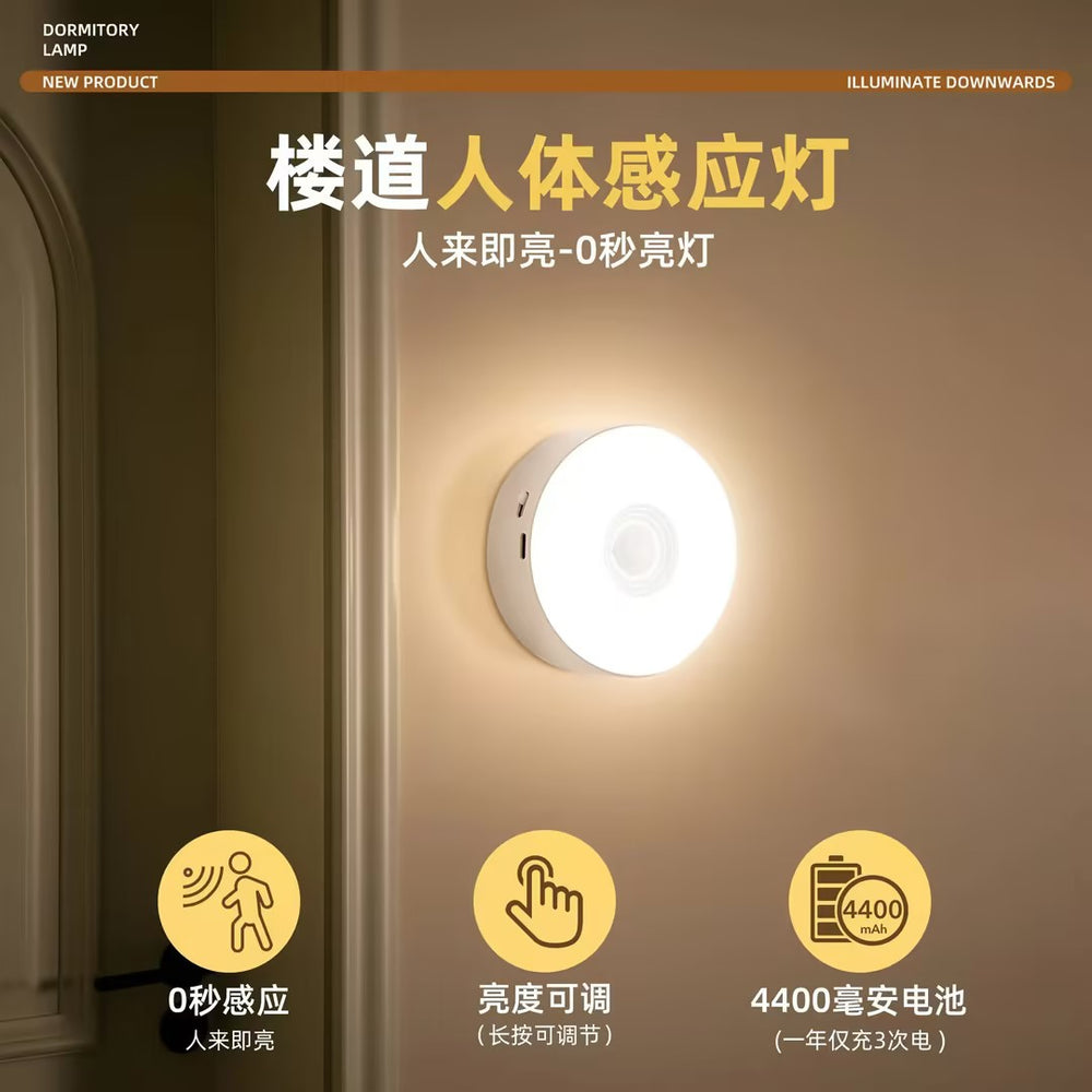 Human body sensor light bedroom sleeping light for home aisle smart bedside aisle light sound and light control rechargeable night light