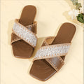 Summer ethnic style criss-cross strap open-toe flat sandals women's bohemian woven casual beach slippers