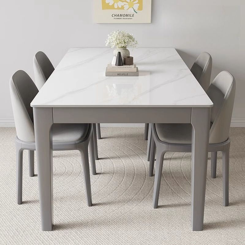 Solid wood modern rock slab dining table and chair set - minimalist italian style luxury dining table for home use