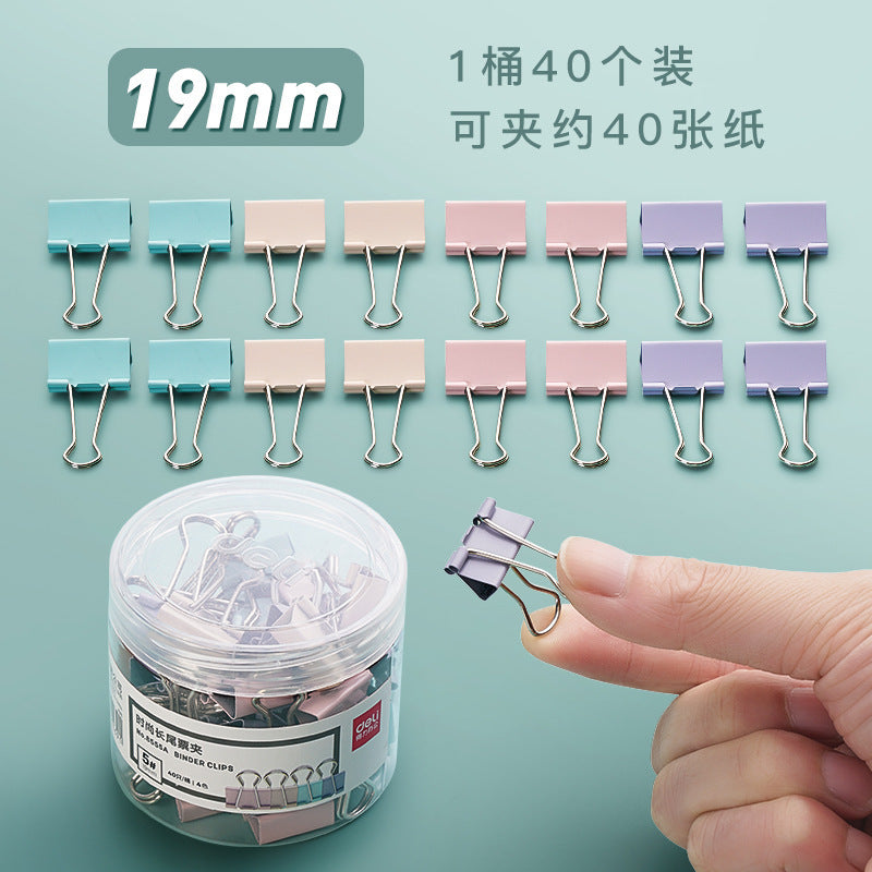 Deli long tail clip mixed large color ticket clip swallow tail clip small clip fish tail clip 15mm iron clip wholesale