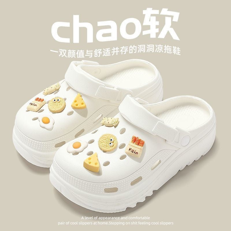 Thick sole summer clogs for women summer outwear non-slip sandals and slippers for stepping on shit summer new arrival sandals and slippers wholesale