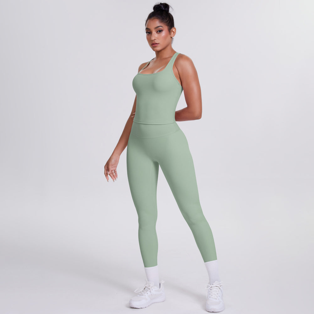 New racerback sports bra set - barely-there feel, compression fit, quick-dry, butt-lifting yoga outfit for outdoor running and fitness