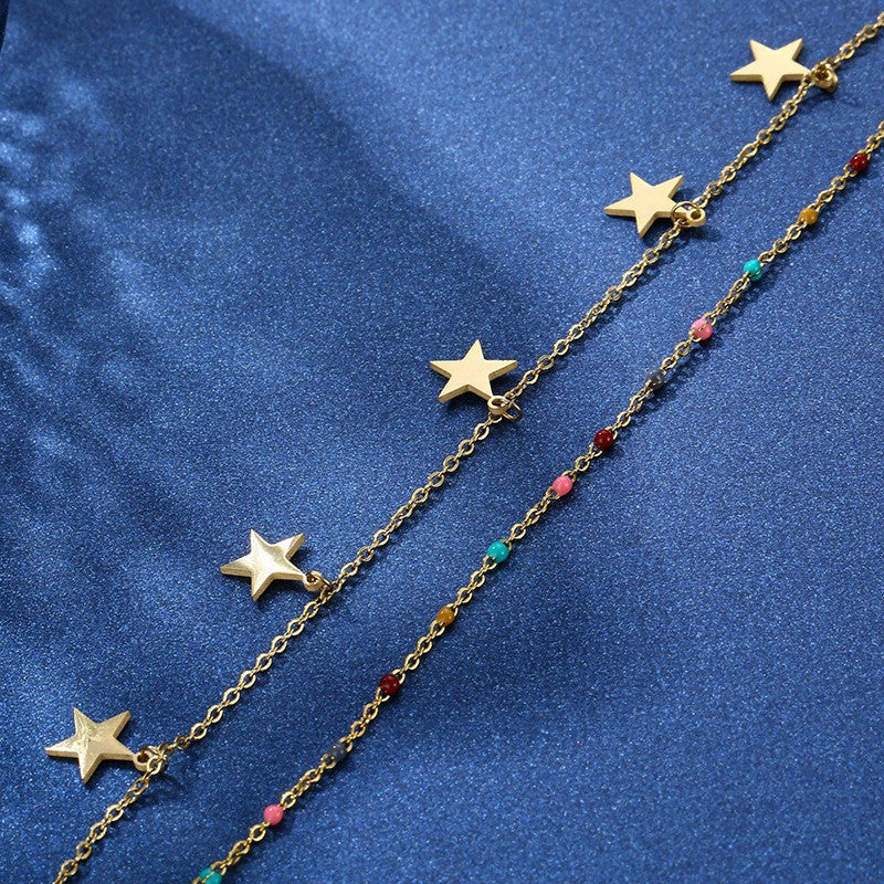 fashion diy colorful glue heart double layer bracelet star moon various jewelry stainless steel jewelry wholesale