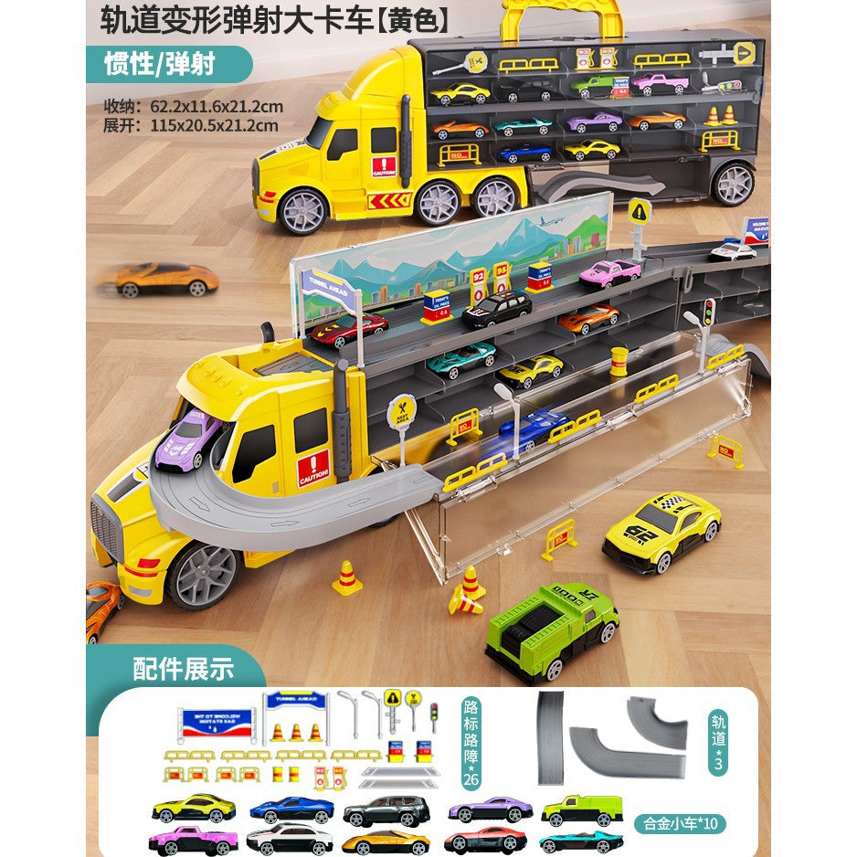 Kids' track car toy - foldable ejection storage car track parking lot - educational toy for 3-6 year old boys - birthday gift