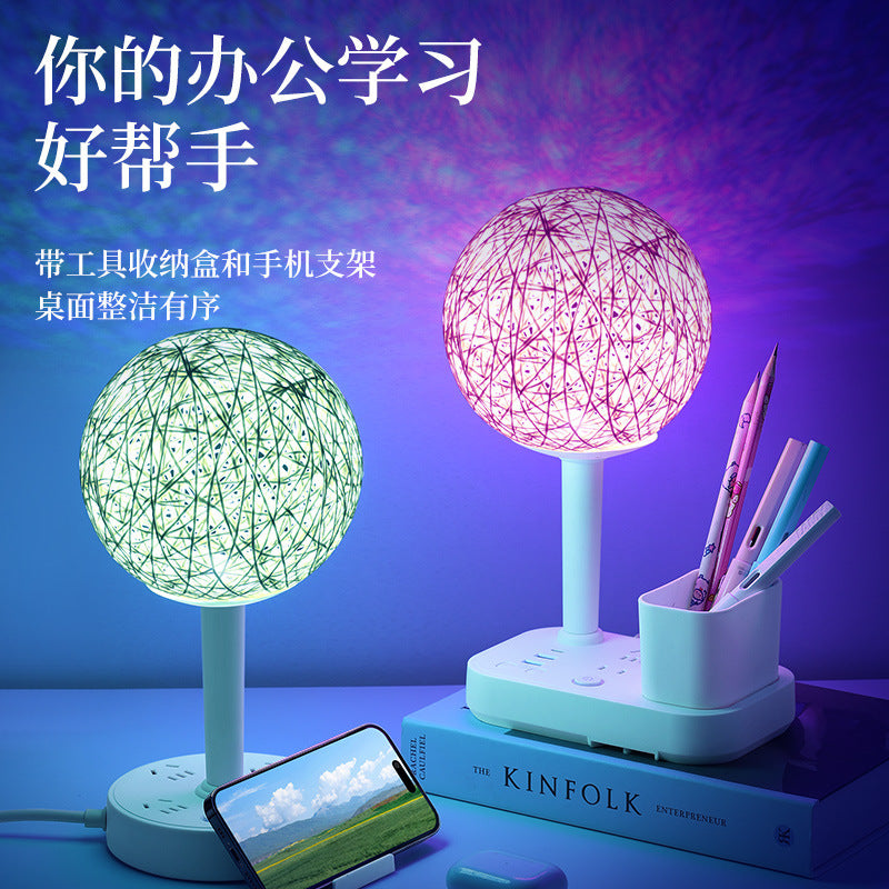 Led smart voice control desk lamp with socket, night light, bedside lamp for bedroom, rental house, sound control light