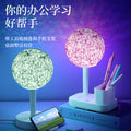 Led smart voice control desk lamp with socket, night light, bedside lamp for bedroom, rental house, sound control light