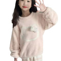 Children's fall and winterthickenedheattech velvet pajamas set for girls sweet baby boyfleece-lined