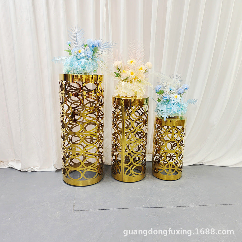 Nordic wedding decoration metal stainless steel rack flower stand birthday party cake table dessert three-layer display stand