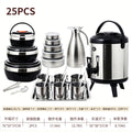 foreign trade stainless steel thermal insulation box commercial milk tea bucket pot 26pcs food thermal insulation pot set gift box