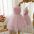 Girls' sleeveless halter dress with appliqué mesh overlay - sweet princess style for kids - perfect for export