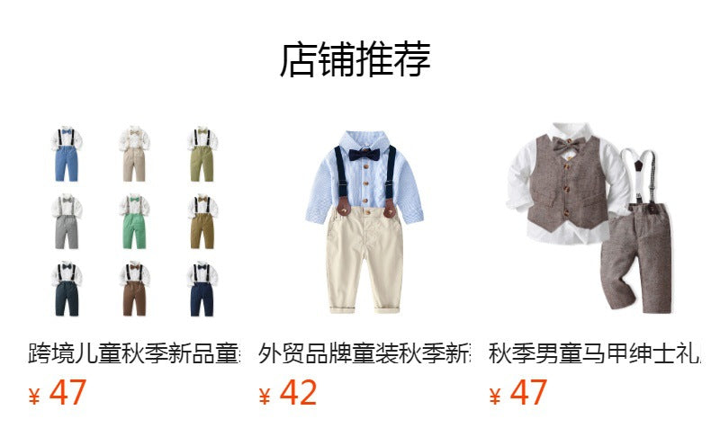 new arrival baby boy spring children's clothing kidssuitlong sleeves shirt overalls boys gentleman's first birthday dress