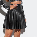 pu leather skirt for women, european and american plus size sexy mini pleated skirt, new  collection