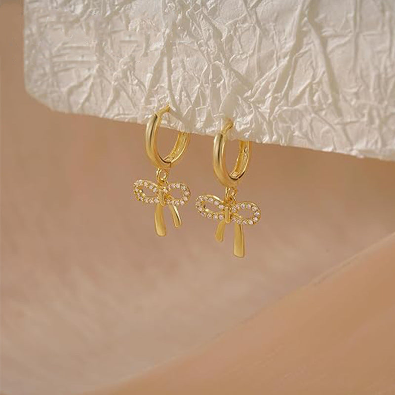 Export beautiful bows pendant earrings stylish ring earrings trendy new products for girls party holiday gifts