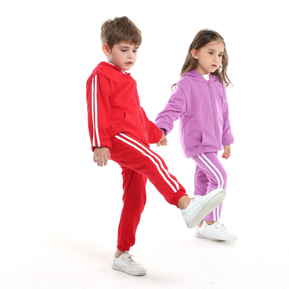 Export children's clothing kidsnew arrivalcasual zipper shirt suit cotton spring & fall hoodie sportswear two-piece set
